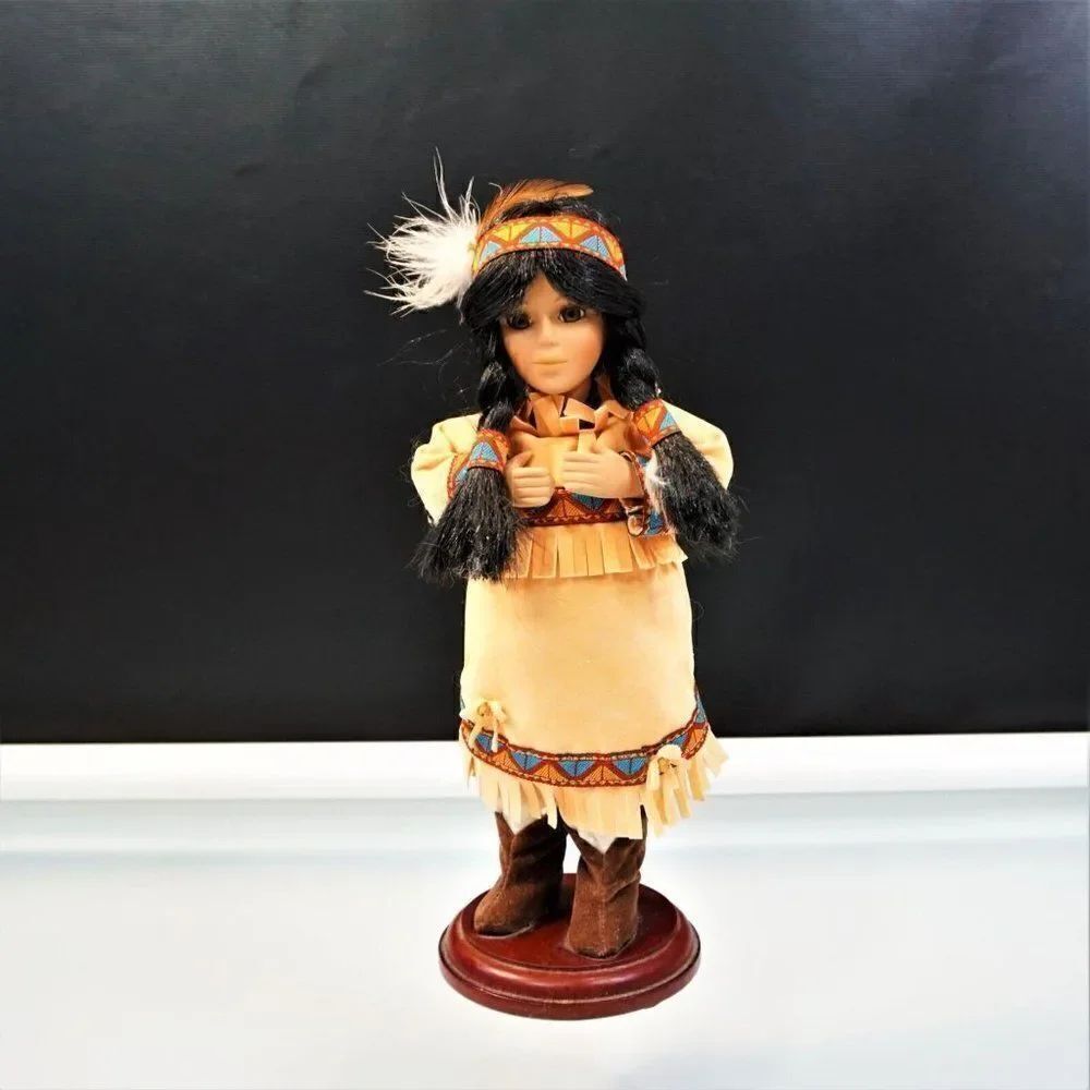 Vintage Native American Music Box Doll 11 Inch